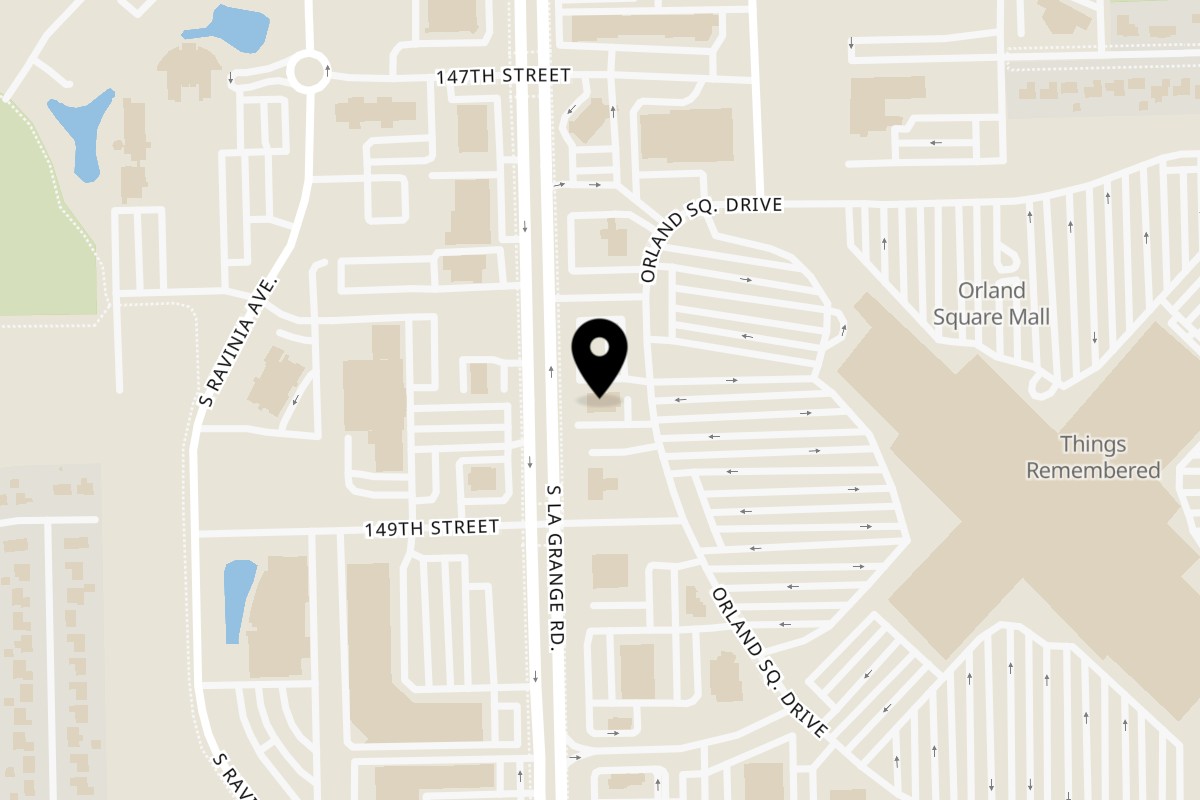 Map showing the location of Soul Vibez Orland Park on 24 Orland Square Drive in Orland Park