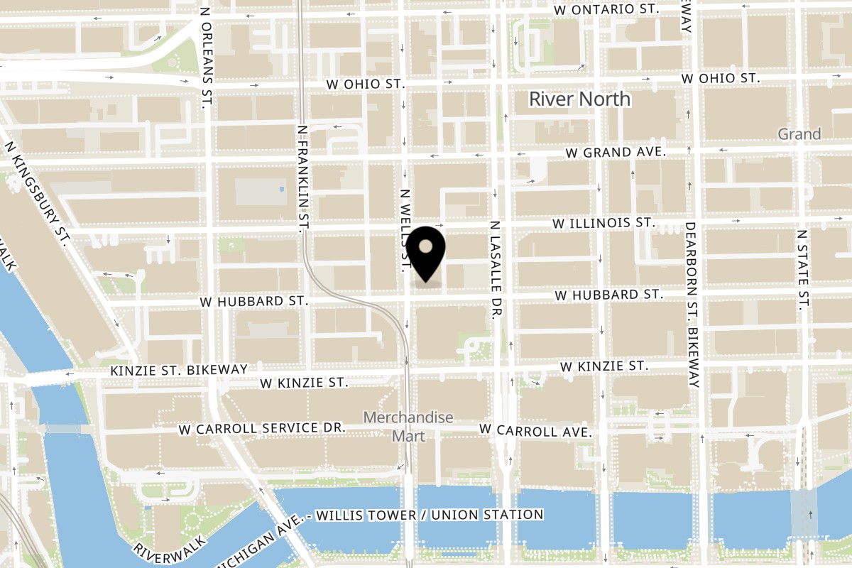 Map showing the location of Soul Vibez Soul Vibez Signature on 431 N Wells St in Chicago